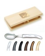 Set linguri Claude Dozorme Berlingot cu maner rasina mix gri - maro, 6 piese, cutie lemn fag