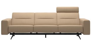 Canapea cu 3 locuri Stressless Stella, 1 tetiera, brate joase S1, picioare negru mat, tapiterie piele Paloma Beige