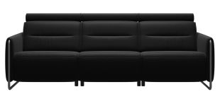Canapea cu 3 locuri Stressless Emily Arm Steel, reclinere laterale, brate crom, tapiterie piele Batick Black
