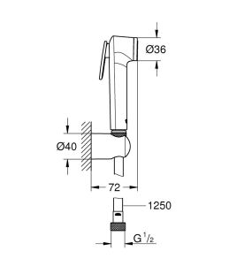 Set de dus igiena intima Grohe Tempesta-F Trigger Spray 30 cu agatatoare si furtun 125cm, 5.7 l/min, crom-alb
