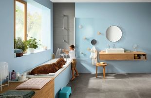 Para de dus Hansgrohe Croma Select E Multi, cu trei tipuri de jet