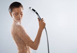 Para de dus Hansgrohe Croma Select E Multi, cu trei tipuri de jet