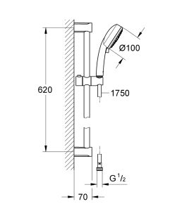 Set de dus Grohe Tempesta Cosmopolitan 100 cu para de dus 3 jeturi, furtun 175cm si bara 60cm, crom