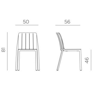 Set Nardi cu masa Cube 80x80cm si 4 scaune Tiberina Bistrot antracit 