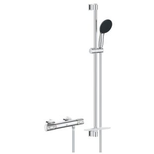Baterie dus termostatata Grohe Precision Feel cu set de dus Vitalio Start 110 cu bara 90cm, crom