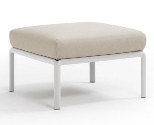 Pouf exterior Nardi Komodo 5, 72x72cm, cadru alb, perna gri Tech Panama