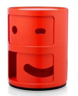 Comoda modulara Kartell Componibili 2 Smile Wink, design Anna Castelli Ferrieri, rosu