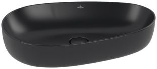 Lavoar tip bol Villeroy & Boch Antao Ceramic Plus 65x40cm, ventil fix cu capac ceramic, Pure Black