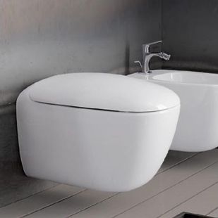 Set vas wc suspendat Geberit Citterio Rimfree 56cm, KeraTect si capac cu inchidere lenta, alb