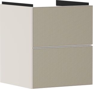 Dulap baza suspendat Hansgrohe Xevolos E cu 2 sertare, 48cm, corp bej mat, front ceramic bronz texturat