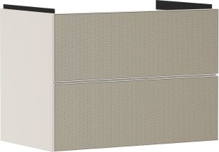 Dulap baza suspendat Hansgrohe Xevolos E cu 2 sertare, 78cm, corp bej mat, front ceramic bronz texturat