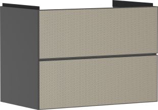 Dulap baza suspendat Hansgrohe Xevolos E cu 2 sertare, 78cm, corp gri mat, front ceramic bronz texturat