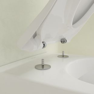 Set vas WC suspendat Villeroy & Boch Subway 2.0 DirectFlush CeramicPlus cu capac slim cu inchidere lenta, alb Alpin
