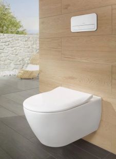 Set vas WC suspendat Villeroy & Boch Subway 2.0 DirectFlush CeramicPlus cu capac slim cu inchidere lenta, alb Alpin