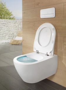 Set vas WC suspendat Villeroy & Boch Subway 2.0 DirectFlush CeramicPlus cu capac slim cu inchidere lenta, alb Alpin