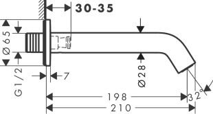 Pipa cada Hansgrohe Tecturis S 19.8cm, bronz periat