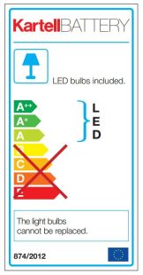 Veioza Kartell Battery design Ferruccio Laviani, LED 0.8W, h22cm, chihlimbar transparent