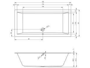 Cada baie rectangulara incastrabila Riho Lugo 190x90cm, acril