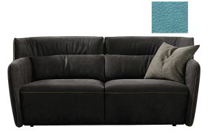 Canapea Gamma Tulip cu trei locuri, 194cm, piele Burt F622 Lagoon, HandMade in Italy