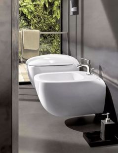 Set vas wc suspendat Geberit Citterio Rimfree 56cm, KeraTect si capac cu inchidere lenta, alb