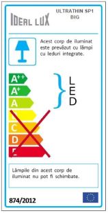 Pendul Ideal Lux Ultrathin SP1 BIG, max 12W LED, 3x115/186cm, negru