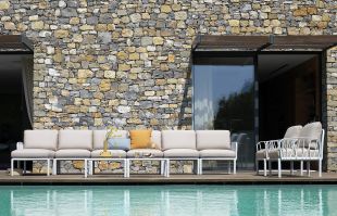 Element central Nardi Komodo 5, 72cm, cadru alb, perne albastru adriatic Sunbrella