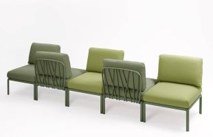 Element central Nardi Komodo 5, 72cm, cadru alb, perne albastru adriatic Sunbrella