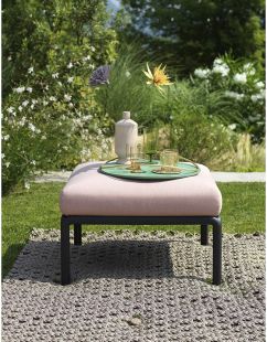 Pouf exterior Nardi Komodo 5, 72x72cm, cadru alb, perna gri Tech Panama