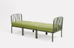 Pouf exterior Nardi Komodo 5, 72x72cm, cadru alb, perna gri Tech Panama