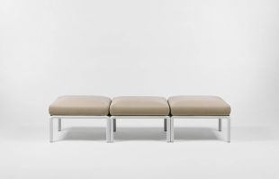 Pouf exterior Nardi Komodo 5, 72x72cm, cadru alb, perna gri Tech Panama