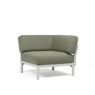 Element de colt Nardi Maximo, cadru alb Gesso, perne verde Timo Sunbrella