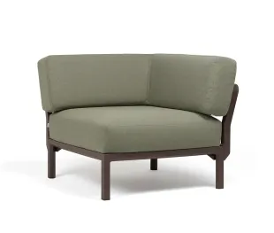 Element de colt Nardi Maximo, cadru maro Terra, perne verde Timo Sunbrella