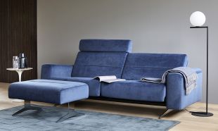 Canapea cu 3 locuri Stressless Stella, 1 tetiera, brate joase S1, picioare negru mat, tapiterie piele Paloma Beige