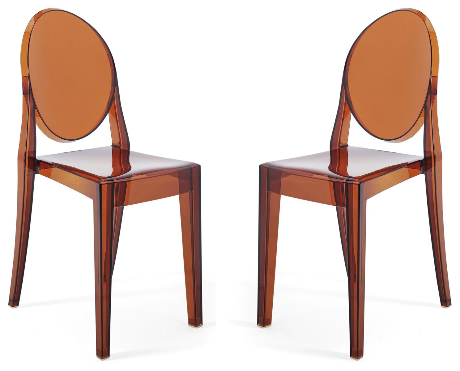 Set 2 scaune Kartell Victoria Ghost design Philippe Starck  maro transparent