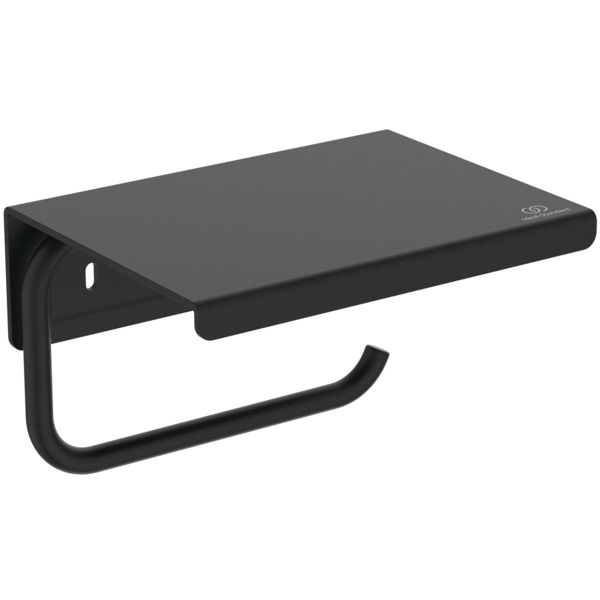 Suport hartie igienica cu aparatoare Ideal Standard Alu+ negru mat