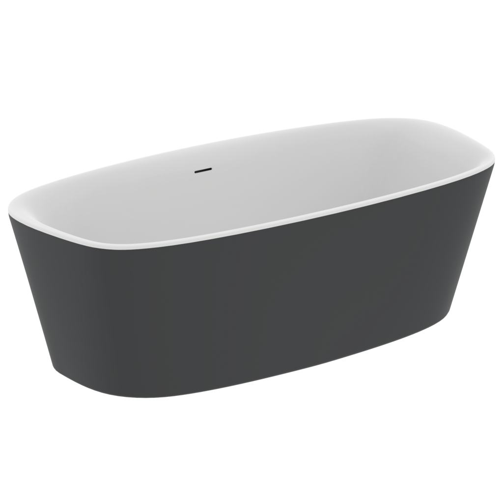 Cada freestanding Ideal Standard Dea 190x90cm  cu sifon tip push-open inclus  alb lucios/negru