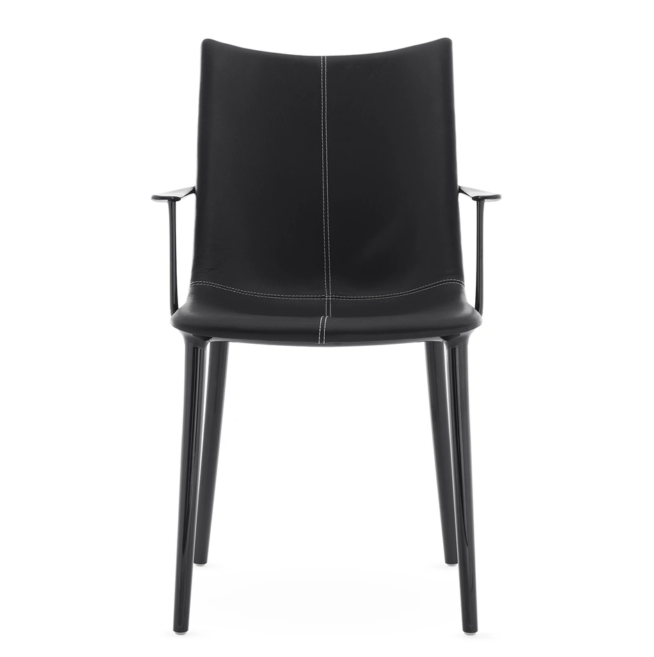 Scaun cu brate Kartell H.H.H. Leather  design Philippe Starck  negru