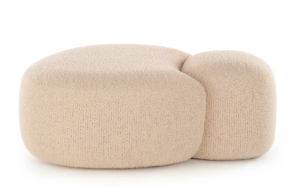 Pouf Kartell Aaland  design Patricia Urquiola  tapiterie boucle strech  crem