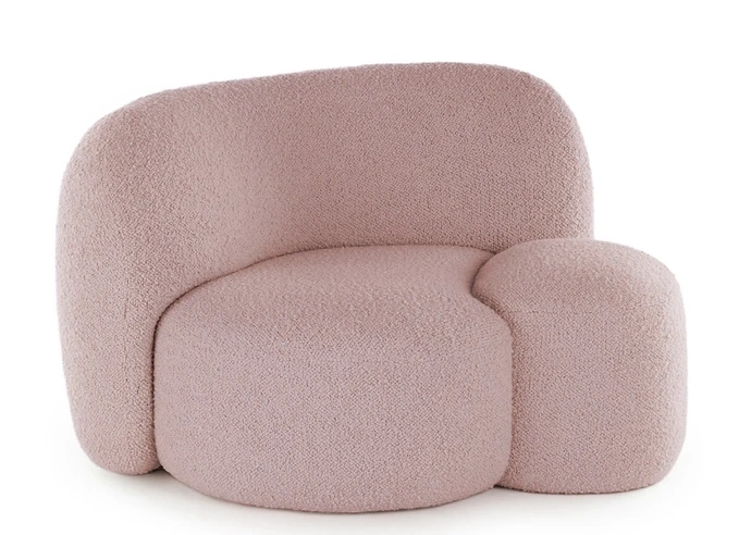 Fotoliu Kartell Aaland  design Patricia Urquiola  orientare stanga  tapiterie boucle strech  roz