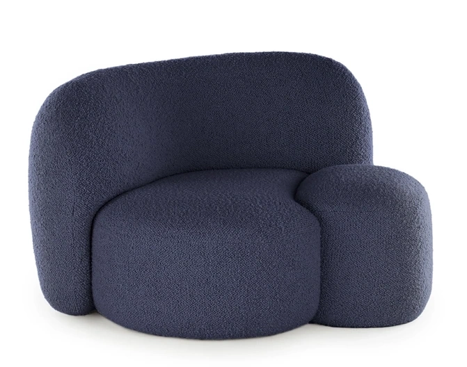 Fotoliu Kartell Aaland  design Patricia Urquiola  orientare stanga  tapiterie boucle strech  albastru