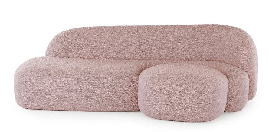 Canapea de colt Kartell Aaland  design Patricia Urquiola  orientare dreapta  tapiterie boucle strech  roz