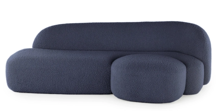 Canapea de colt Kartell Aaland  design Patricia Urquiola  orientare dreapta  tapiterie boucle strech  albastru