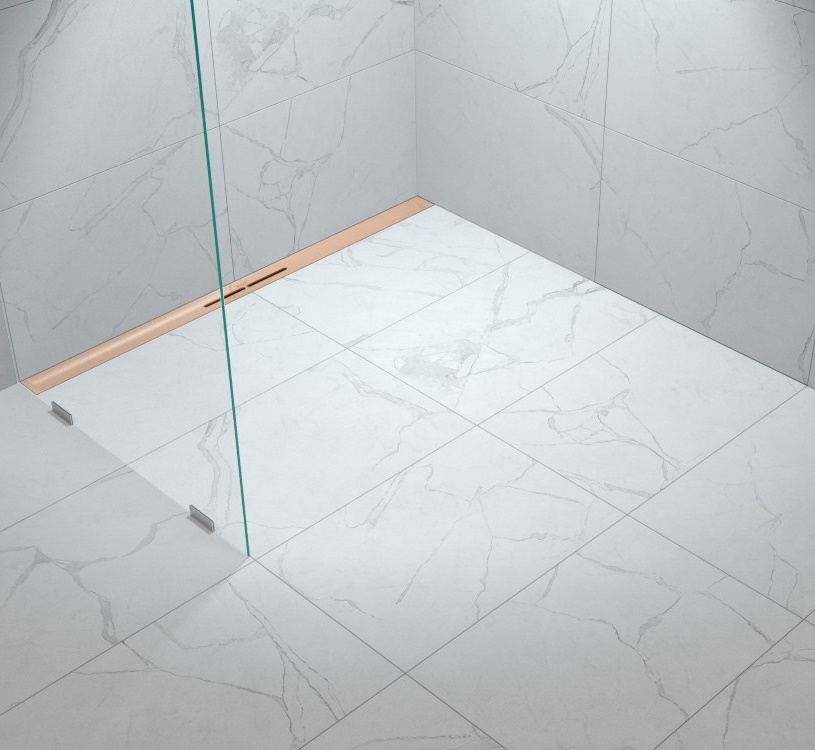 Pachet rigola de dus Kessel Linearis Infinity 90  Megastop  100cm  capac cupru periat