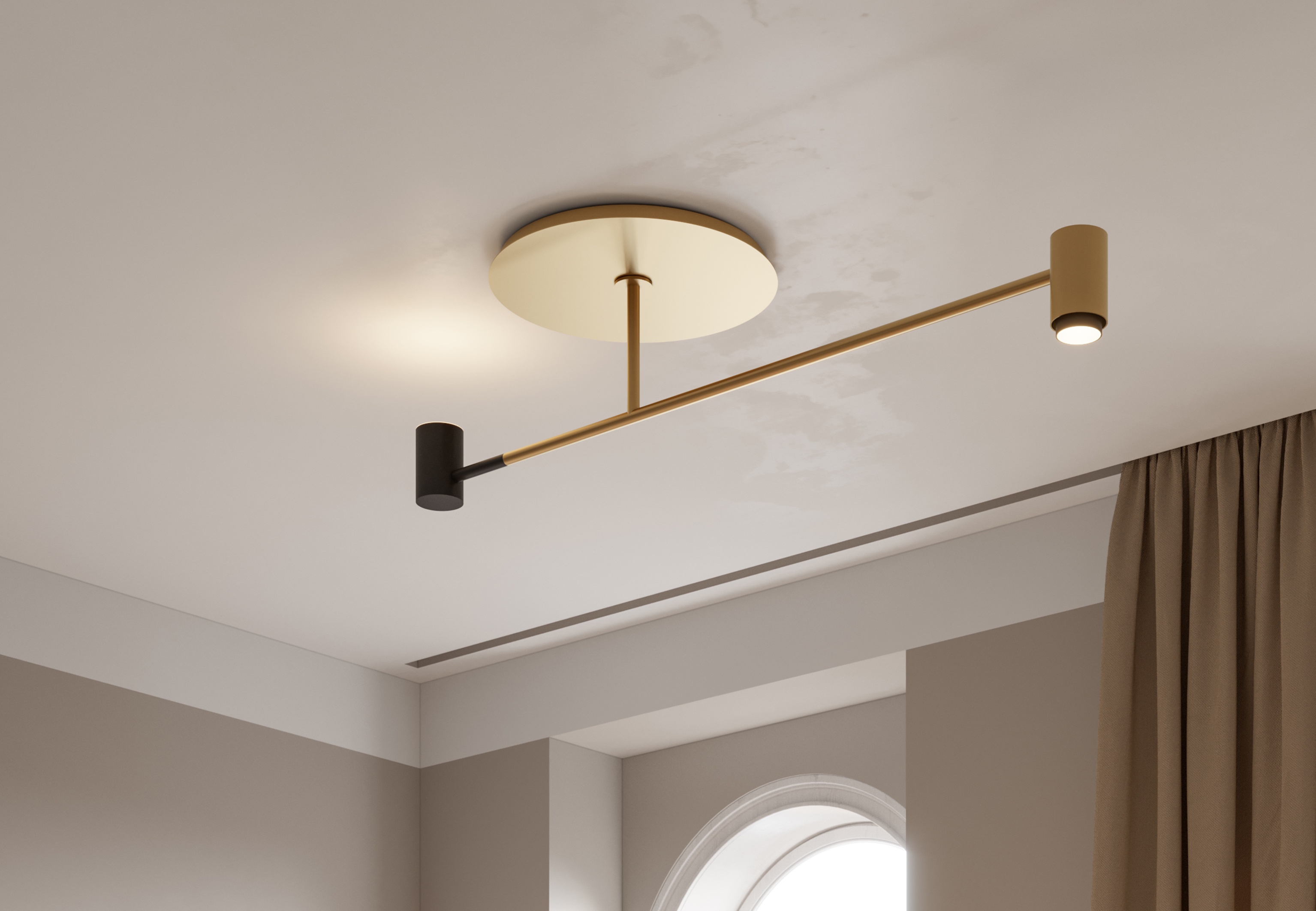 Lustra Contardi Melanocetus  design Tristan Auer  LED 2x7.5W GU10  auriu satinat cu detalii negre