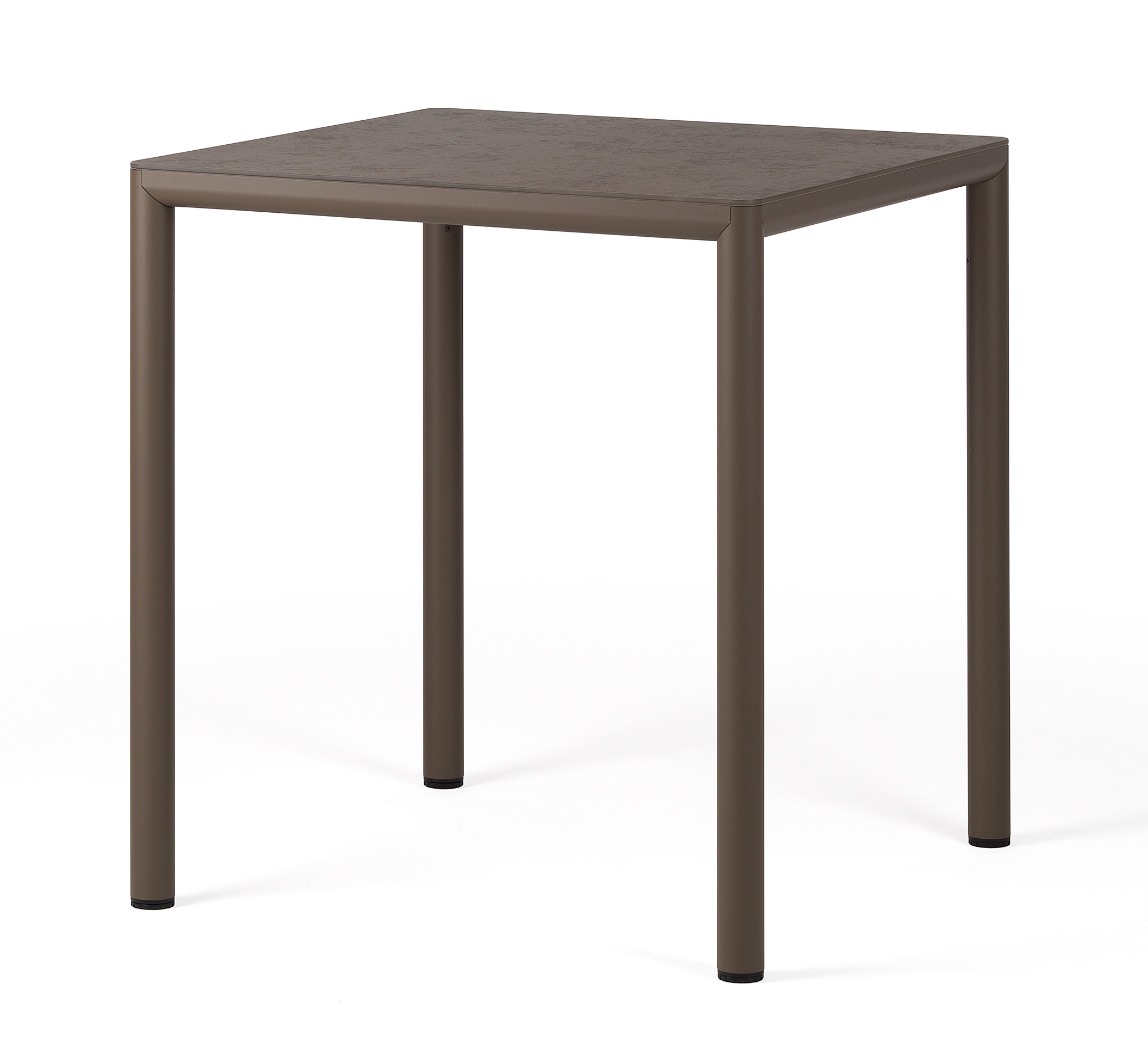 Masa exterior Nardi Piave 70  69x69cm  h76cm  baza aluminiu  top HPL Materia  tabacco