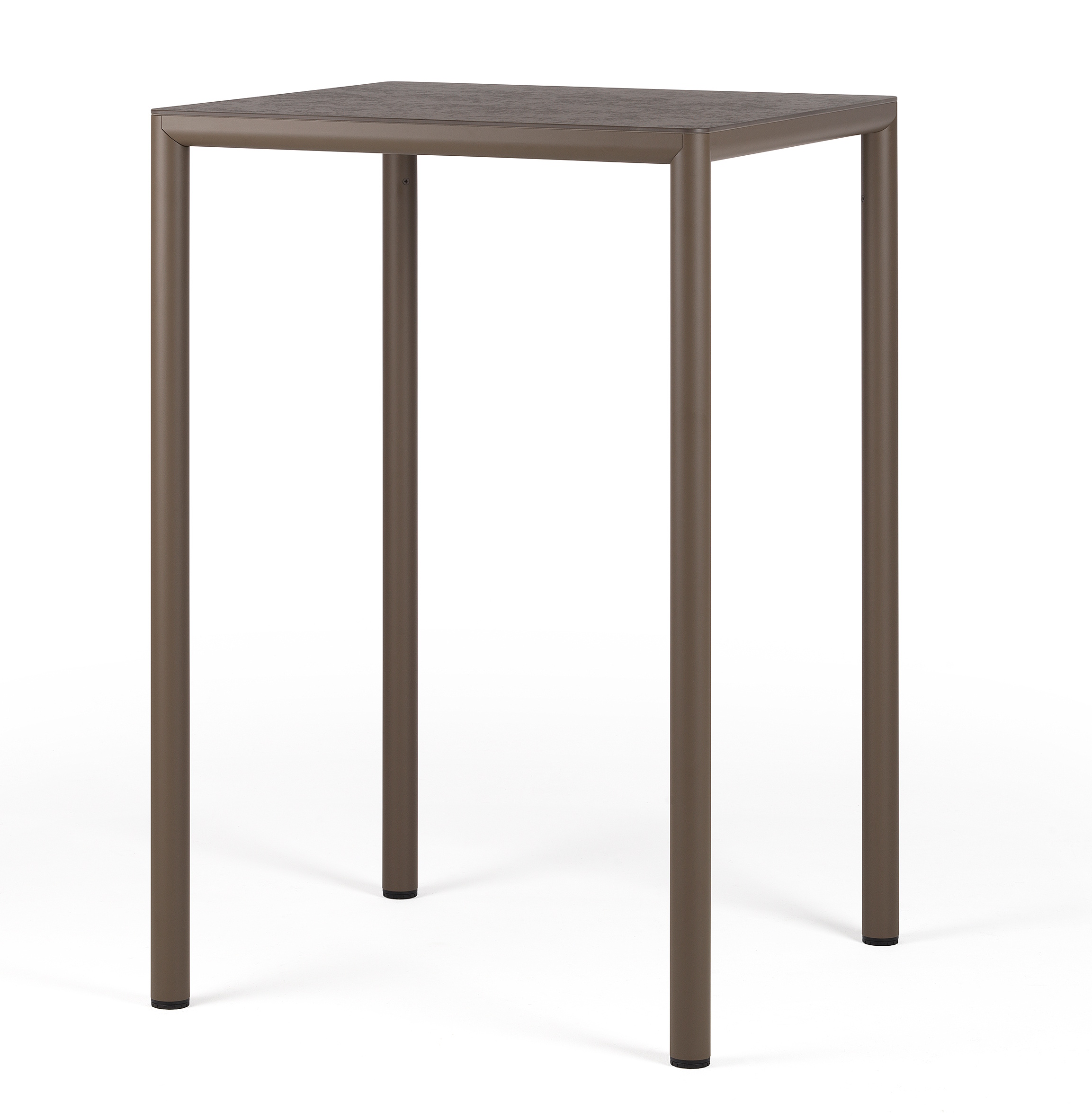 Masa inalta exterior Nardi Piave 70 High  69x69cm  h107cm  baza aluminiu  top HPL Materia  tabacco