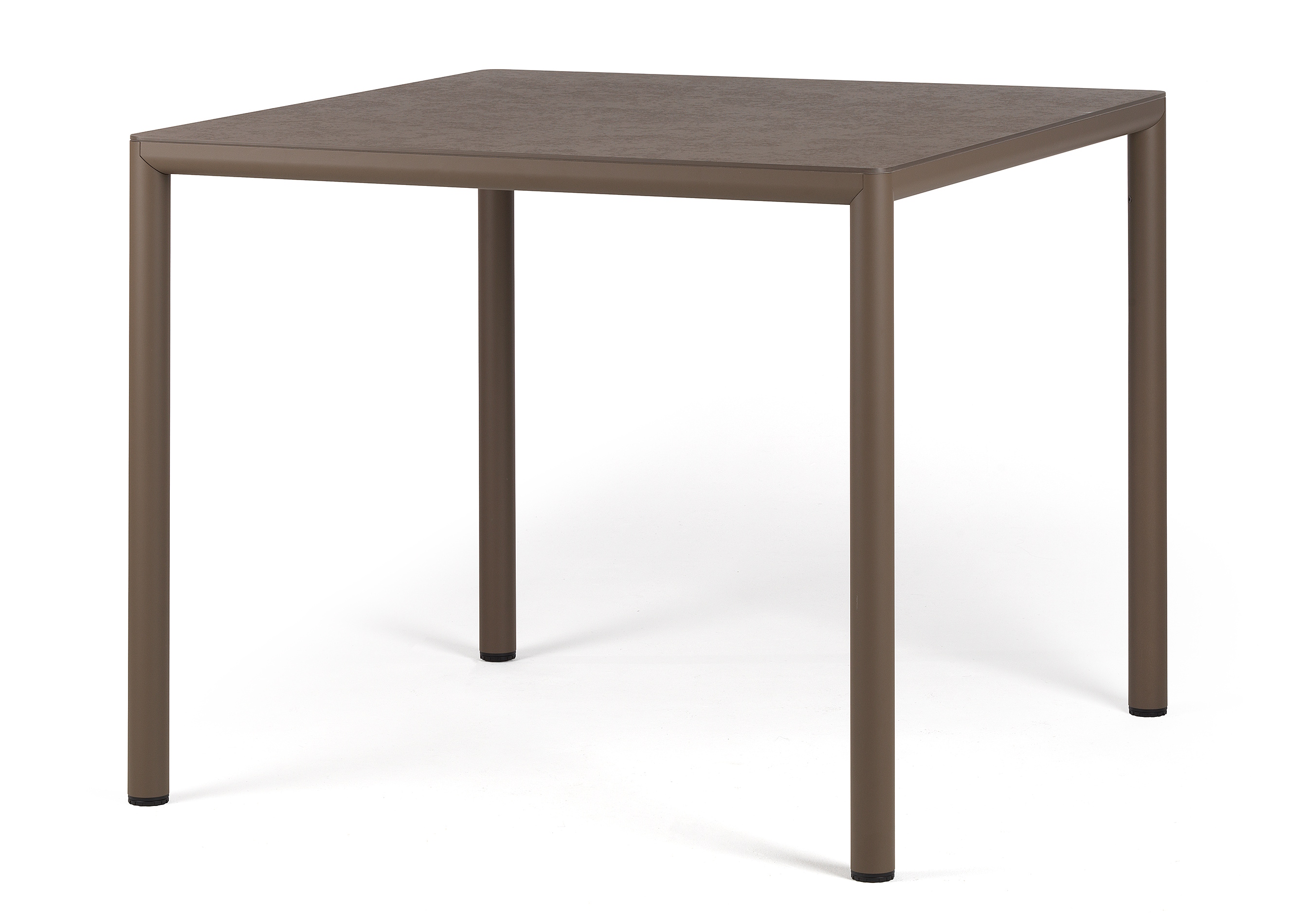 Masa exterior Nardi Piave 90  89x89cm  h76cm  baza aluminiu  top HPL Materia  tabacco