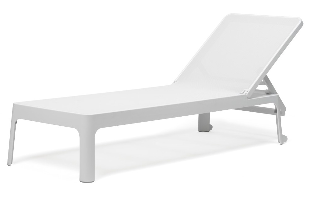 Sezlong exterior Nardi Plano cu cadru PPF alb si sintetic alb