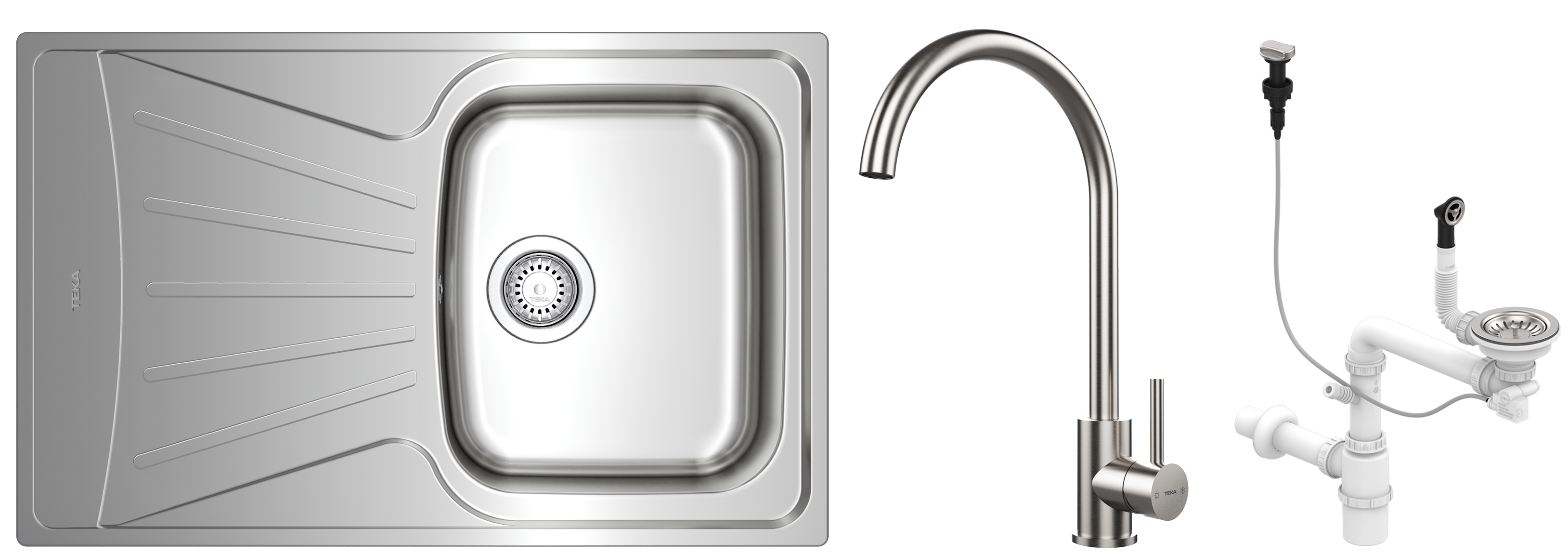 Pachet Teka Tekaway Starbright chiuveta 45 E-XP 1B 1D inox + baterie UNI 9310 XP  crom